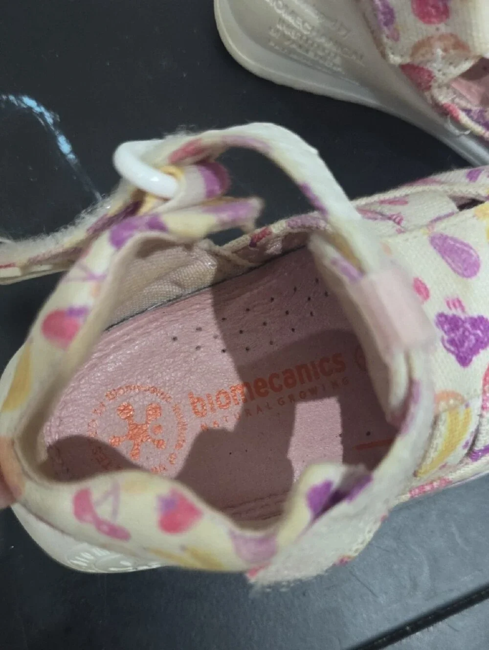 Kids Pink Fruit-Print Closed-Toe Sandals with Hook-and-Loop Strap